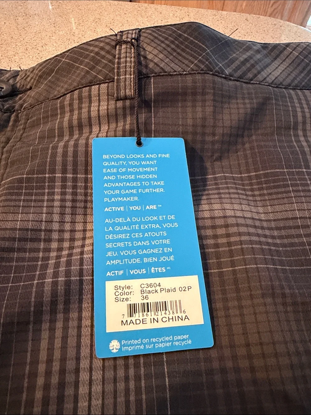 Men’s Gray Plaid Performance Shorts